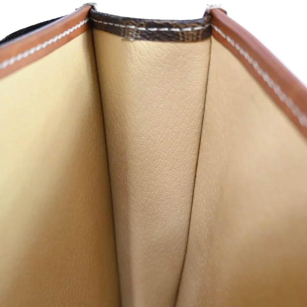CELINE Logo Macadam Pattern Briefcase Hand Bag PVC Leather Brown Italy